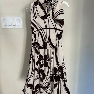 Fit & Flare Neck Tieup Crossover Collar Stretchy Dress